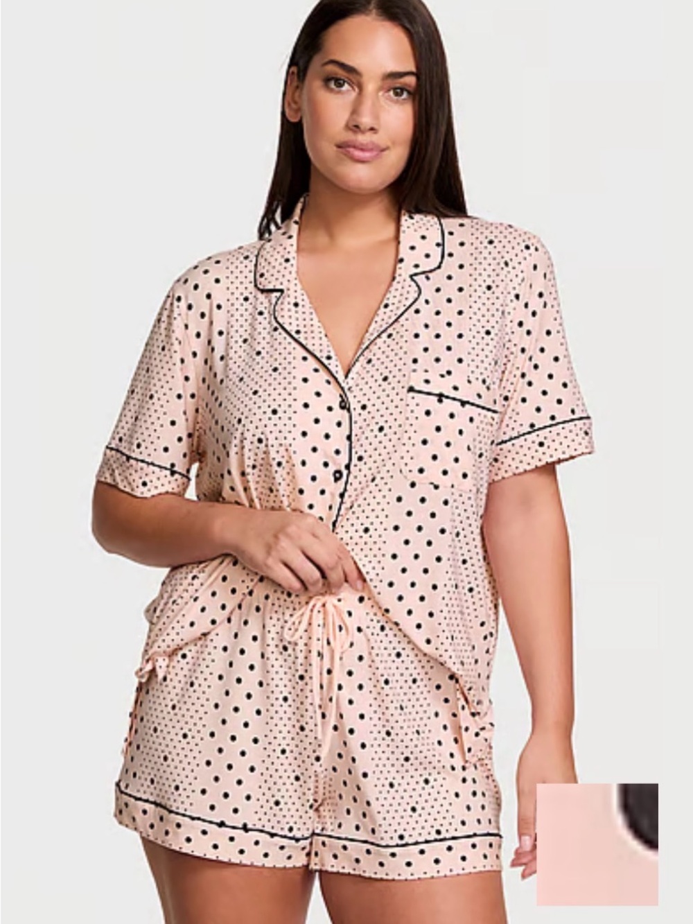 Victoria's Secret Pink and Black Polka Dot Modal Short Pajama Set